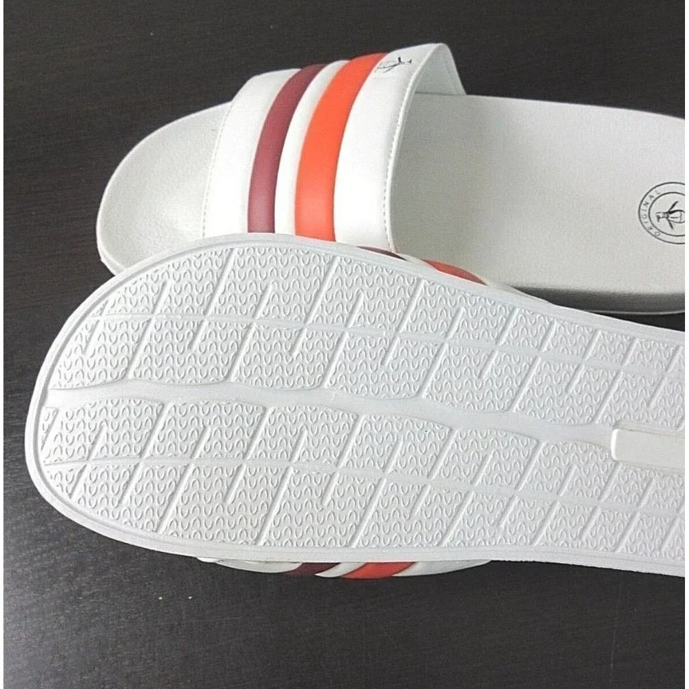 Original Penguin Men's Earle Slide Sandal White Coal Orange Red NWT Classic